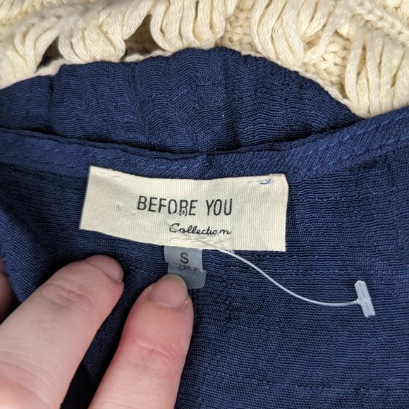 Before You Blue Tassel Top S NWOT - Picture 4 of 4